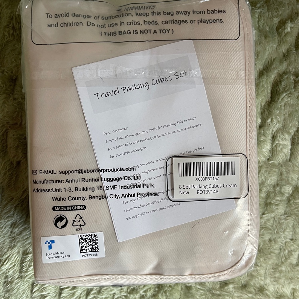 Cream Travel Packing Cubes Set